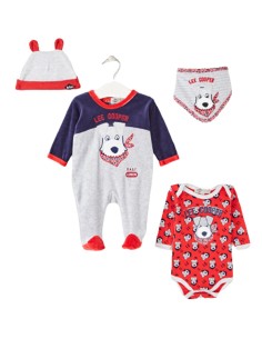 Ensemble naissance bébé Lee Cooper 4 pièces – grenouillère, body, bavo