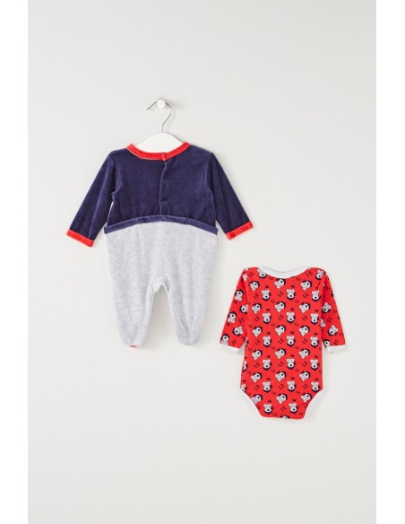 Ensemble naissance bébé Lee Cooper 4 pièces – grenouillère, body, bavo