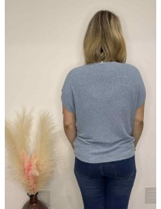 Pull sans manche paillette couleur bleu claire 2