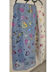 Echarpe motif cœur multi colors