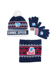 Ensemble bonnet gants cache cou Sonic marine