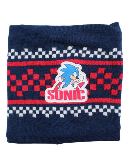 Ensemble bonnet gants cache cou Sonic marine