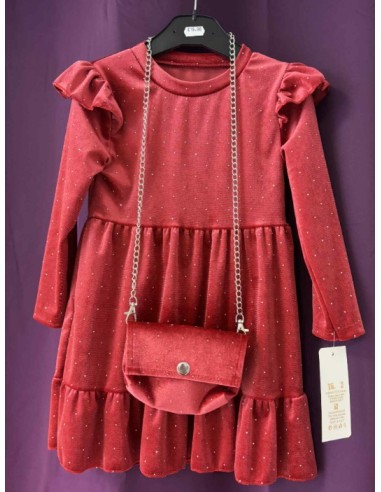 Robe rouge avec sac à main fille