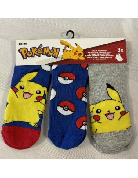Lot 3 paires de chaussettes Pokémon