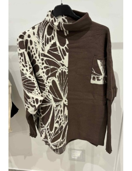 Pull femme oversize papillon