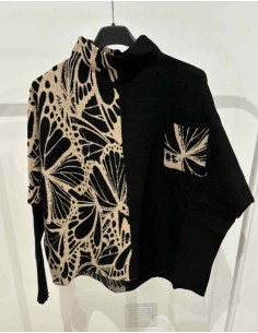 Pull femme oversize papillon 2