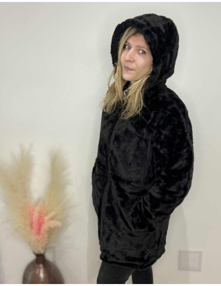 Manteau femme réversible noir du S au 3XL