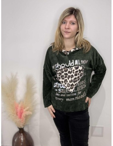 Sweat velours et léopard femme tendance mode