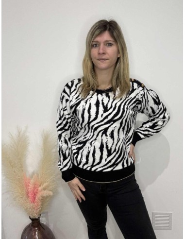 Pull femme zebré tendance mode