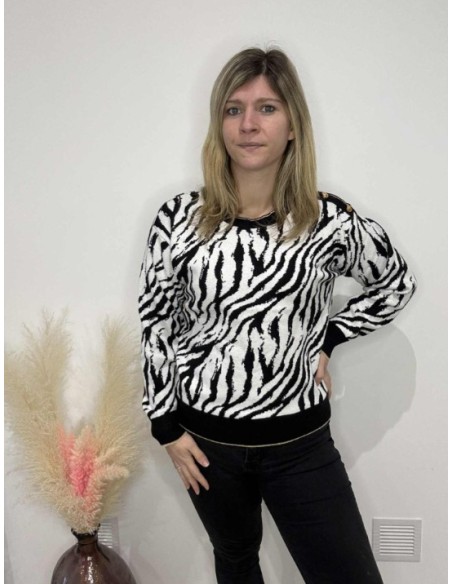 Pull femme zebré tendance mode