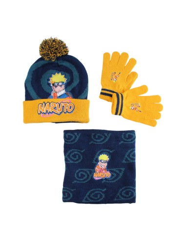 Ensemble bonnet gants cache cou Sonic marine