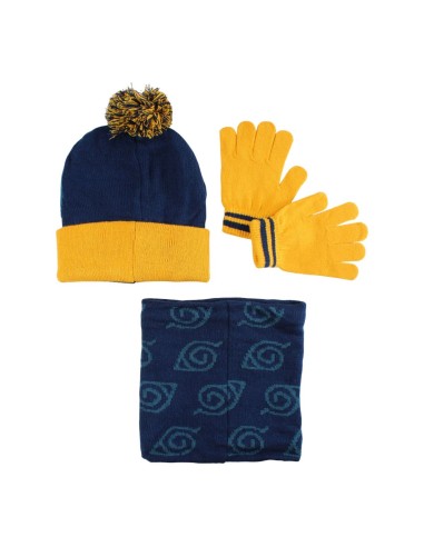 Ensemble bonnet gants cache cou Sonic marine